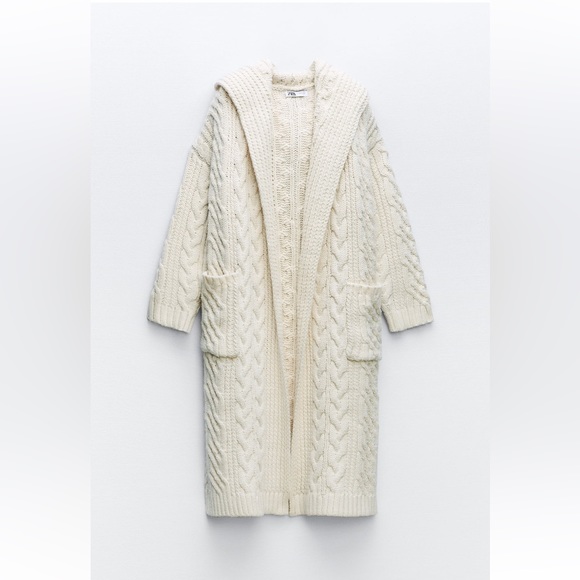 UPDATE- ITEM WILL BE NO LONGER BE HERE  2/9 ZARA LONG CABLE KNIT COAT - Picture 3 of 4